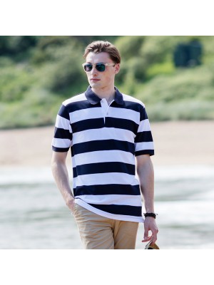 Plain Striped piqué polo shirt Front Row & Co 200 GSM